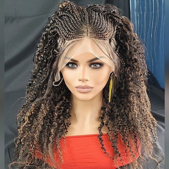 Braided wigs 100% handmade, short afro wig, stunning , colored wig, box… - Picture 4 of 15